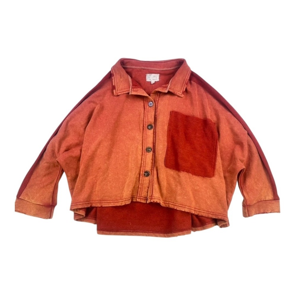 Oli & Hali Colorblock Button Front Crop Jacket Rust Orange S/M